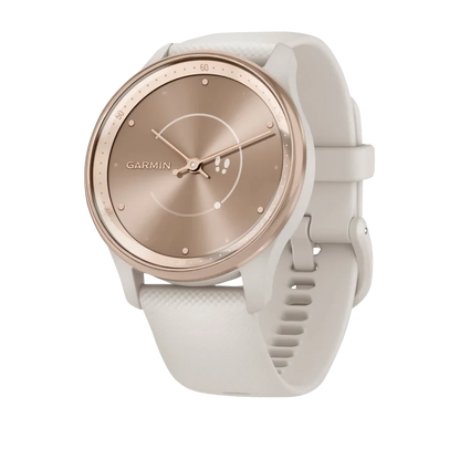 Garmin Vívomove Trend Peach Gold Stainless Steel Bezel with Ivory Case and Silicone Band (Garmin Certified Refurbished)