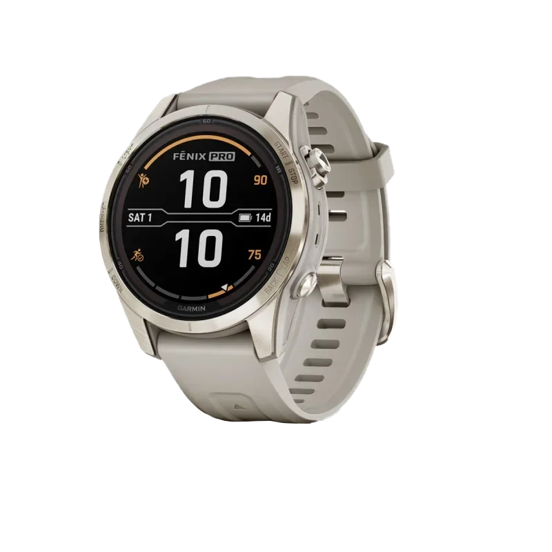 Garmin Fenix 7S Pro Sapphire Solar smartwatch, Soft Gold case with Light Sand band, certified refurbished