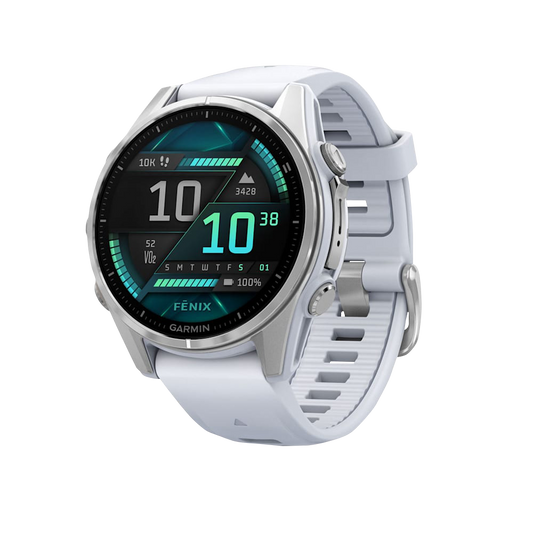 Garmin Fenix 8, AMOLED 43mm, Silver with Whitestone Silicone Band (010-02903-00) by Garmin