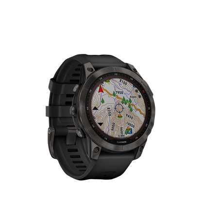 Garmin Fenix 7 Sapphire Solar, Carbon Gray Titanium w/ Black Band (Garmin Certified Refurbished)