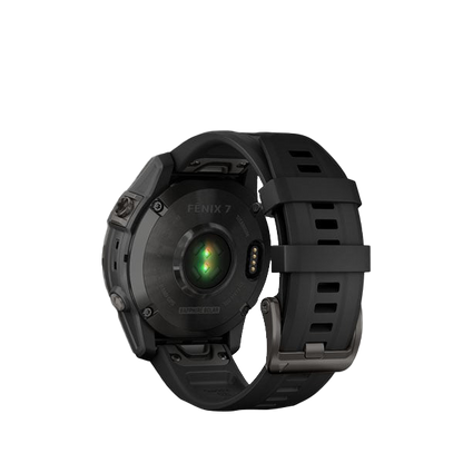 Garmin Fenix 7 Sapphire Solar, Carbon Gray Titanium w/ Black Band (Garmin Certified Refurbished)