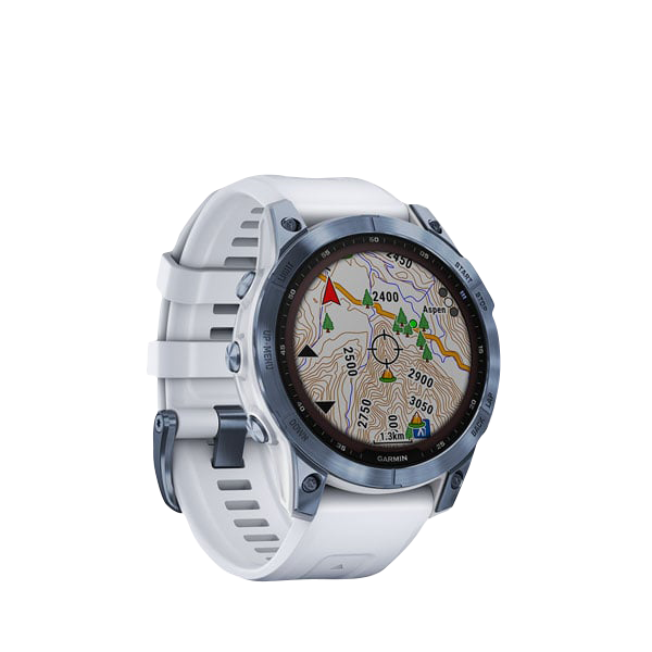 Garmin Fenix 7 Sapphire Solar, Mineral Blue Titanium w/ Whitestone Band (Garmin Certified Refurbished)