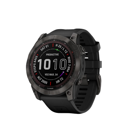 Garmin Fenix 7X Sapphire Solar, Carbon Gray Titanium with Black Band (Garmin Certified Refurbished)