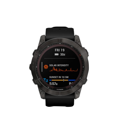 Garmin Fenix 7X Sapphire Solar, Carbon Gray Titanium with Black Band (Garmin Certified Refurbished)