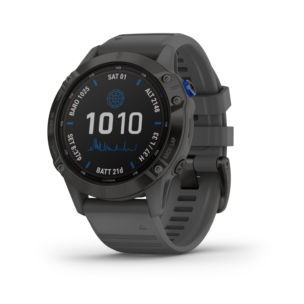 Gamin Fenix 6 Pro Solar, Black with Gray Band, GPS Smartwatch (Garmin Certified Refurbished)