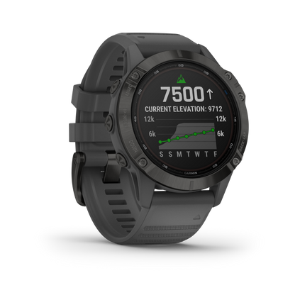 Gamin Fenix 6 Pro Solar, Black with Gray Band, GPS Smartwatch (Garmin Certified Refurbished)
