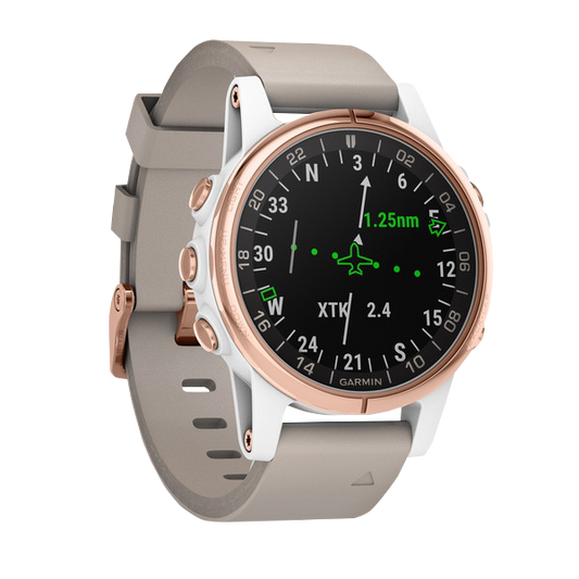 Garmin D2 Delta S Aviator, Beige Leather Band, GPS Smartwatch for Pilots (010-01987-30) by Garmin