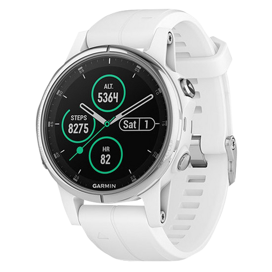 Garmin Fenix 5S Plus Sapphire White w/ Carrara White Band (010-01987-00) by Garmin