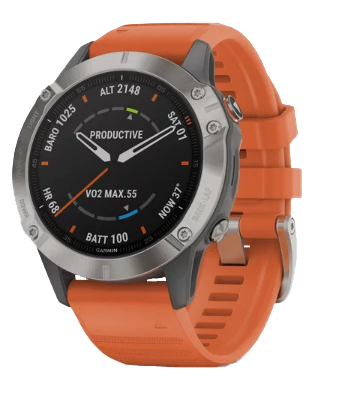 Garmin Fenix 6 Sapphire Titanium with Ember Orange Band (010-02158-13) by Garmin