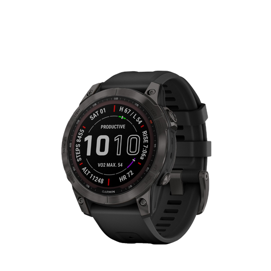 Garmin fenix 7 Sapphire Solar - Carbon Gray DLC Titanium with Black Band (010-02540-20) by Garmin
