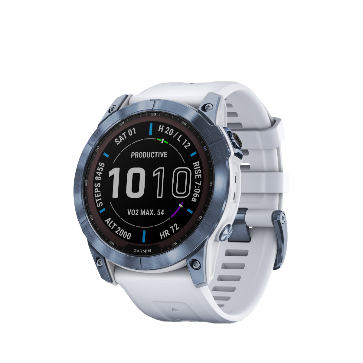 Garmin Fenix 7x Sapphire Solar - Mineral Blue DLC Titanium with Whitestone Band (010-02541-14)