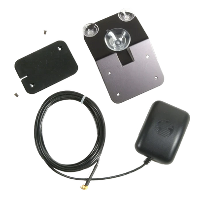 Garmin GA 27C remote GPS antenna 4-piece kit with low-profile mounting plate, cable, and connectors