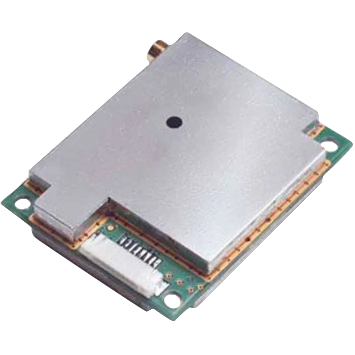 Garmin GPS 15xH-F Sensor module with metal shield and flex cable connector on green PCB.