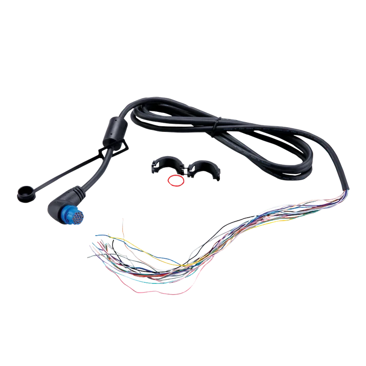Garmin NMEA 0183 threaded cable, right-angle GPSMAP accessory, 6 ft, black wire with blue circular connector