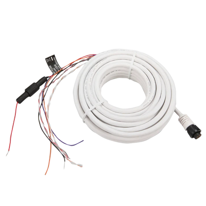 Garmin Power/Data Cable for GPS 19x HVS; white coiled cable with exposed multicolor wires and Garmin-style connectors.