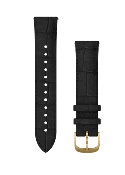 Garmin Quick Release Bands (20 mm) Black Embossed Italian Leather w/ 24K Gold PVD (010-12924-22)