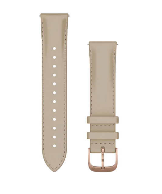 Garmin Quick Release Bands (20 mm) Light Sand Italian Leather w/ 18K Rose Gold PVD (010-12924-21) by Garmin