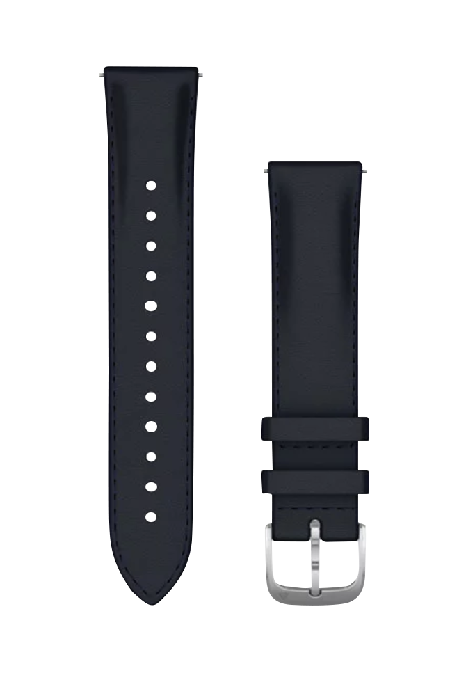 Garmin Quick Release Bands (20 mm) Navy Italian Leather w/ Silver Hardware (010-12924-20)