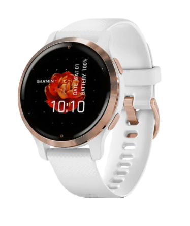 Garmin Venu 2S, Rose Gold Bezel with White Case and Silicone Band (010-02429-03)