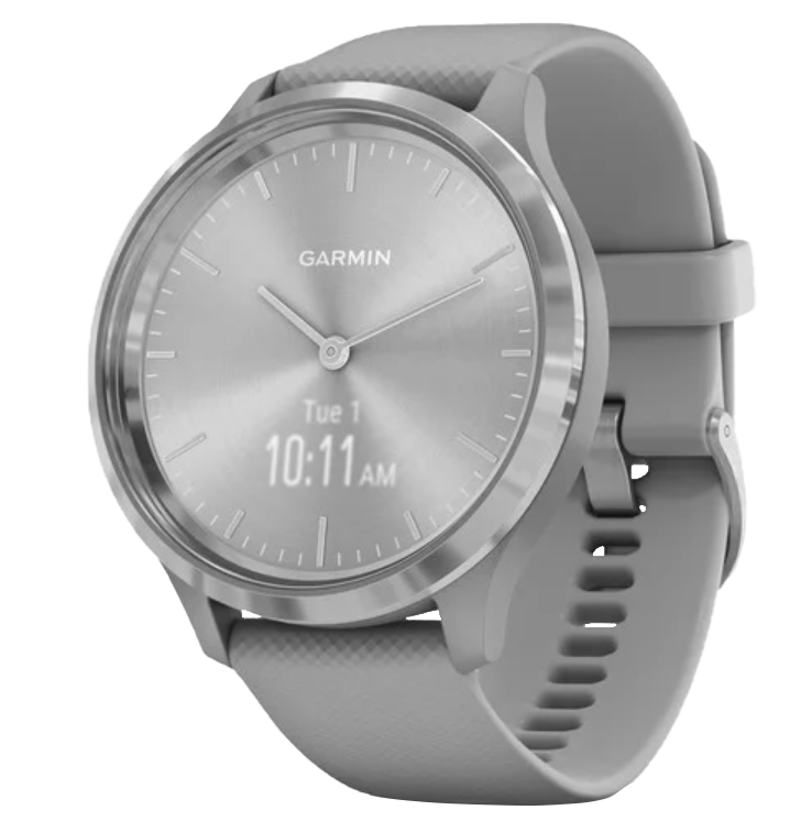 Garmin Vívomove 3 - Silver Stainless Steel Bezel with Powder Gray Silicone Band (010-02239-00)