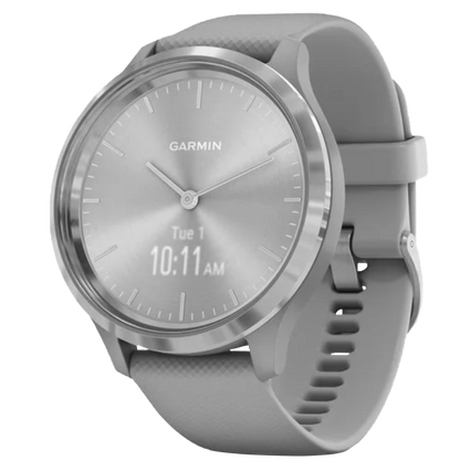 Garmin Vívomove 3 - Silver Stainless Steel Bezel with Powder Gray Silicone Band (010-02239-00)