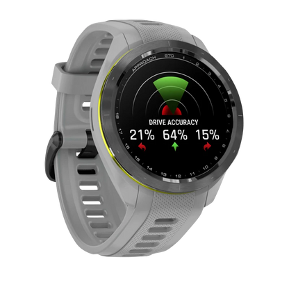 Garmin Approach S70, 42 mm Black/Amp Yellow Ceramic Bezel with Powder Gray Silicone Band (010-02746-01)