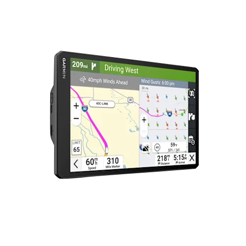 Garmin Dezl OTR820, 8 inch GPS Truck Navigator, (010-02925-00) displays essential navigation tools for truck drivers.