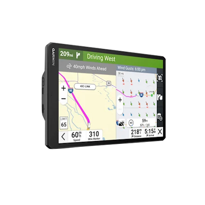 Garmin Dezl OTR820, 8 inch GPS Truck Navigator, (010-02925-00) displays essential navigation tools for truck drivers.