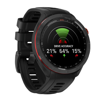 Garmin Approach S70, 47 mm Black/Red Ceramic Bezel with Black Silicone Band (010-02746-02)