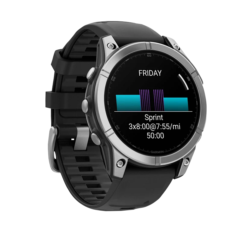 Garmin Fenix E, 47 mm AMOLED, Stainless Steel with Black Silicone Band (010-03025-02)