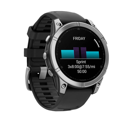Garmin Fenix E, 47 mm AMOLED, Stainless Steel with Black Silicone Band (010-03025-02)