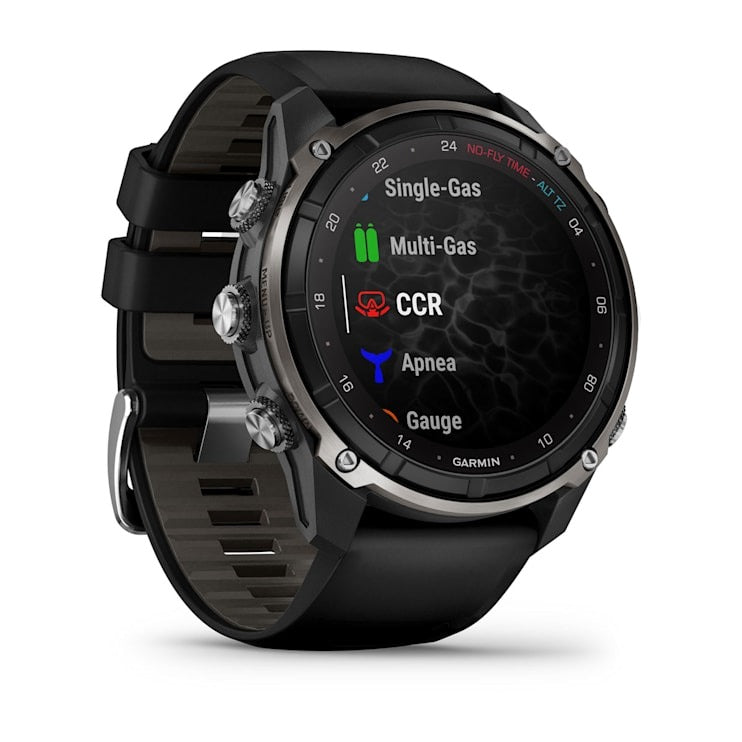 Garmin Descent Mk3i 51mm silver-black PVD titanium smartwatch with black silicone band