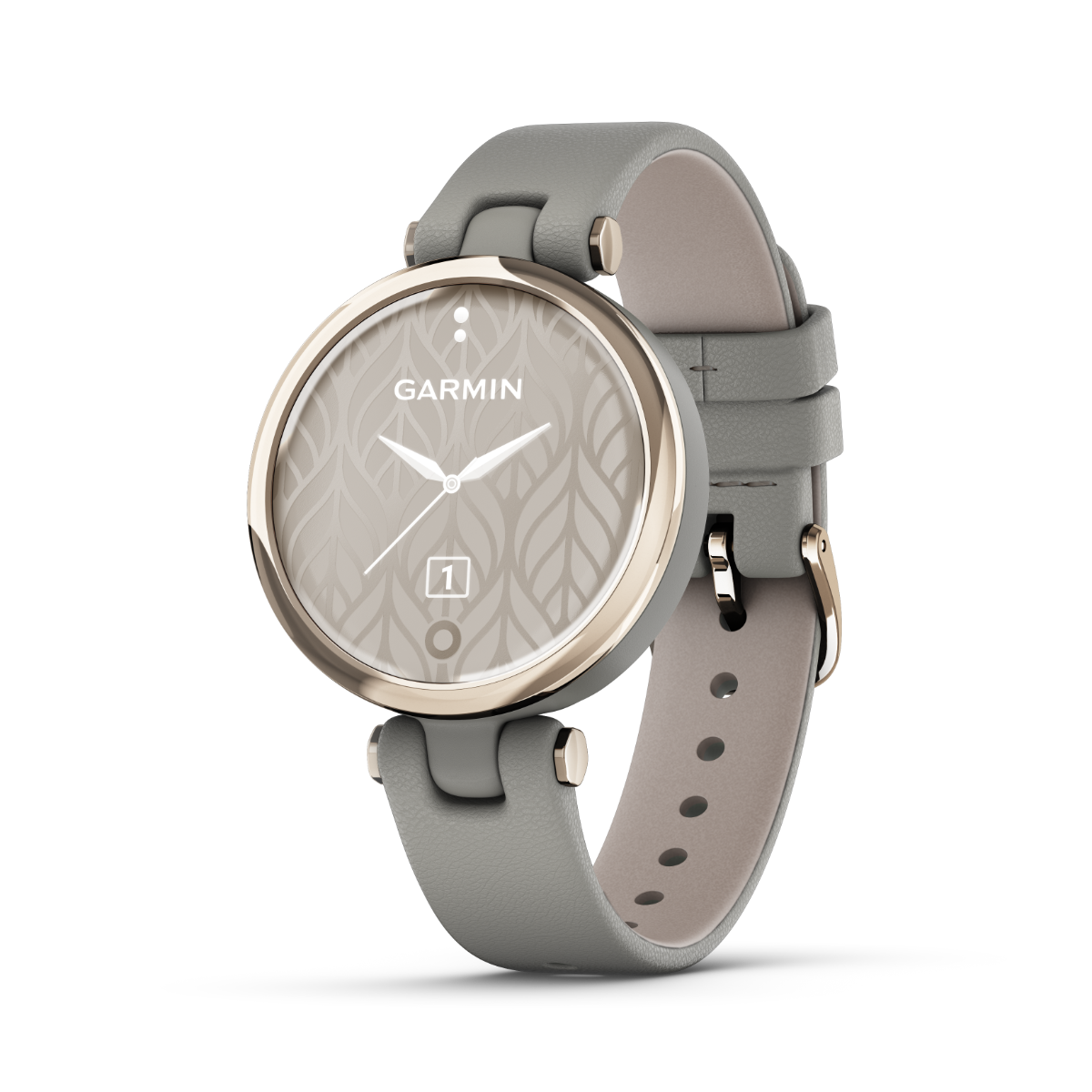 Garmin Lily Classic Edition, Cream Gold Bezel with Braloba Gray Case and Italian Leather Band (010-02384-A2)