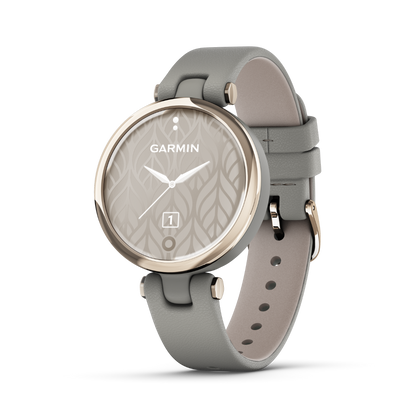 Garmin Lily Classic Edition, Cream Gold Bezel with Braloba Gray Case and Italian Leather Band (010-02384-A2)