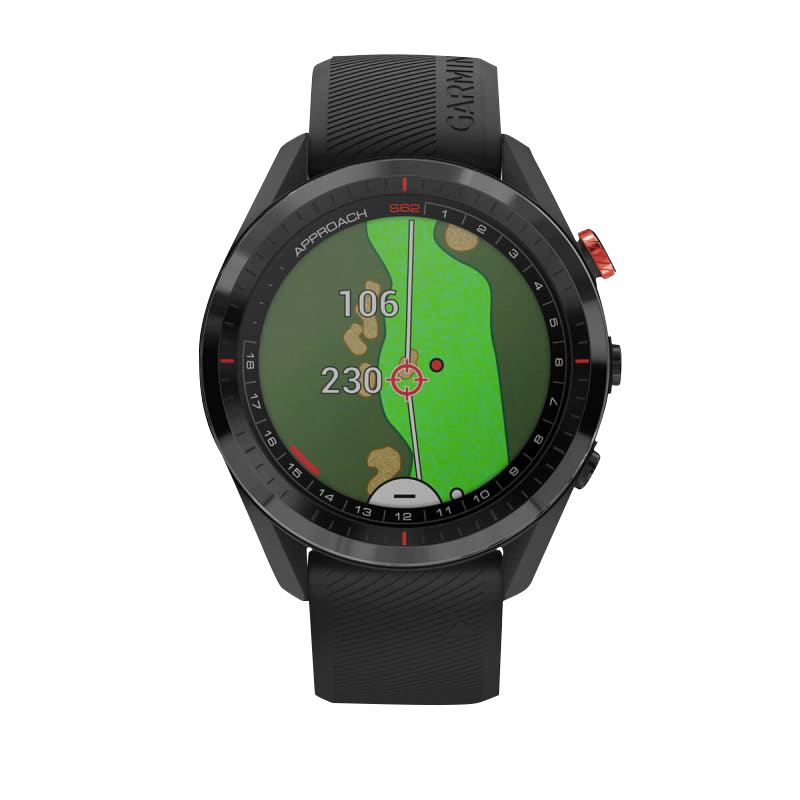 Garmin Approach S62 Black Ceramic Bezel with Black Silicone Band (Garmin Certified Refurbished)