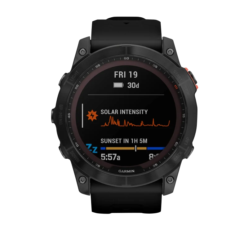 Garmin Fēnix 7X, édition solaire Gris ardoise avec bracelet noir (reconditionné certifié Garmin) 