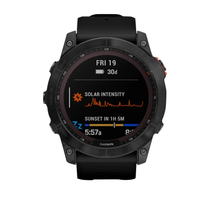 Garmin Fēnix 7X, édition solaire Gris ardoise avec bracelet noir (reconditionné certifié Garmin) 