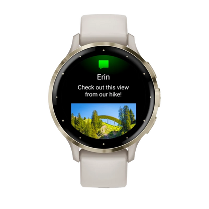 Garmin Venu 3S, 41 mm Soft Gold Stainless Steel Bezel with Ivory Case and Silicone Band (010-02785-04)