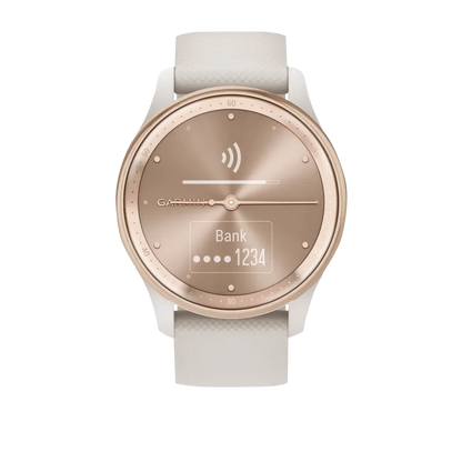 Garmin Vívomove Trend Peach Gold Stainless Steel Bezel with Ivory Case and Silicone Band (Garmin Certified Refurbished)