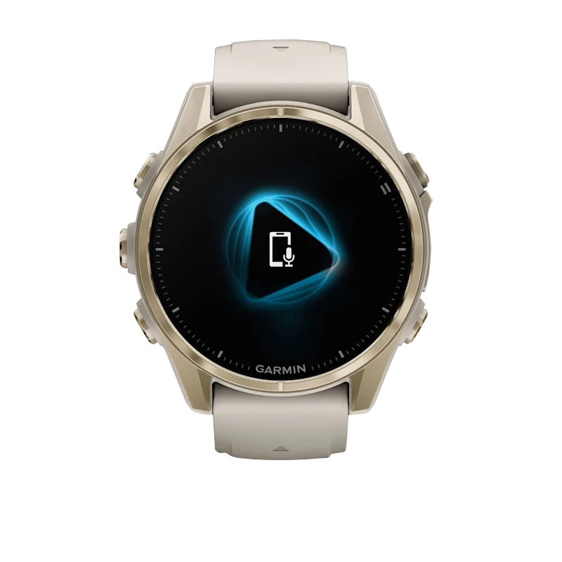 Garmin Fenix 8, 43 mm AMOLED Sapphire, Soft Gold with Fog Gray/Dark Sandstone Silicone Band (010-02903-10)