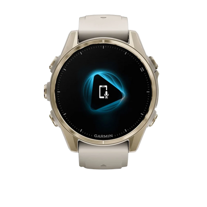Garmin Fenix 8, 43 mm AMOLED Sapphire, Soft Gold with Fog Gray/Dark Sandstone Silicone Band (010-02903-10)