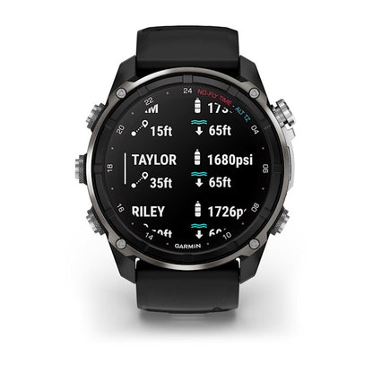 Garmin Descent Mk3i 51mm silver/black PVD titanium smartwatch with Black/Pebble Gray silicone band