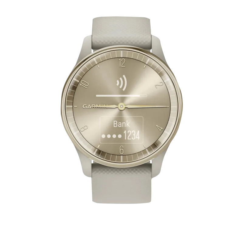 Garmin Vívomove Trend Cream Gold Stainless Steel Bezel with French Gray Case and Silicone Band (Garmin Certified Refurbished)