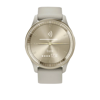 Garmin Vívomove Trend Cream Gold Stainless Steel Bezel with French Gray Case and Silicone Band (Garmin Certified Refurbished)