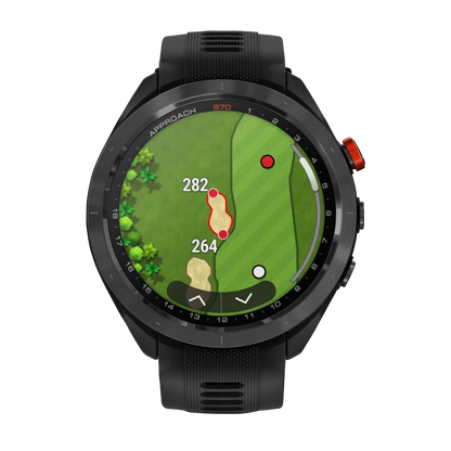 Garmin Approach S70, 47 mm Black/Red Ceramic Bezel with Black Silicone Band (010-02746-02)