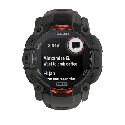 Garmin Instinct 3 Solar, (50mm) Black with Charcoal Band (010-02935-00)