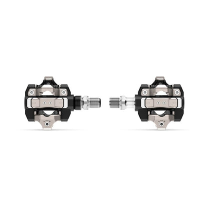 Garmin Rally XC110 single-sensing power meter pedals, black and silver pair