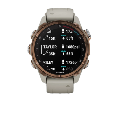 Garmin Descent Mk3i, 43 mm Bronze PVD Titanium with French Gray Silicone Band and Descent T2 Transceiver