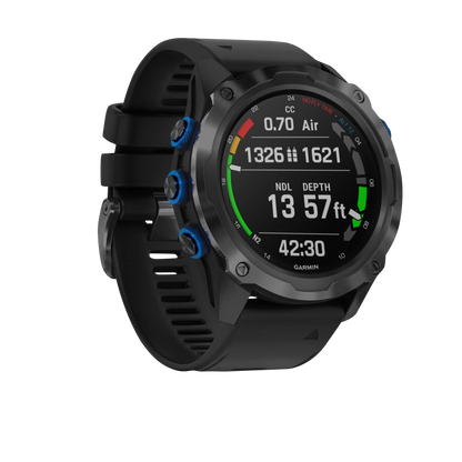 Garmin Descent Mk2i Titanium Carbon Gray DLC avec bracelet noir (remis à neuf certifié Garmin)