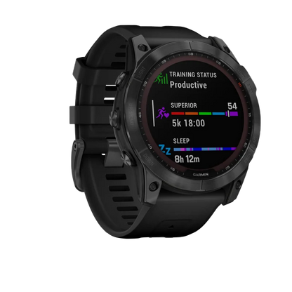 Garmin Fēnix 7X, édition solaire Gris ardoise avec bracelet noir (reconditionné certifié Garmin) 